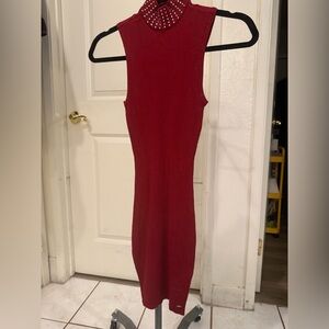 Guess Red Sleeveless Midi Dress